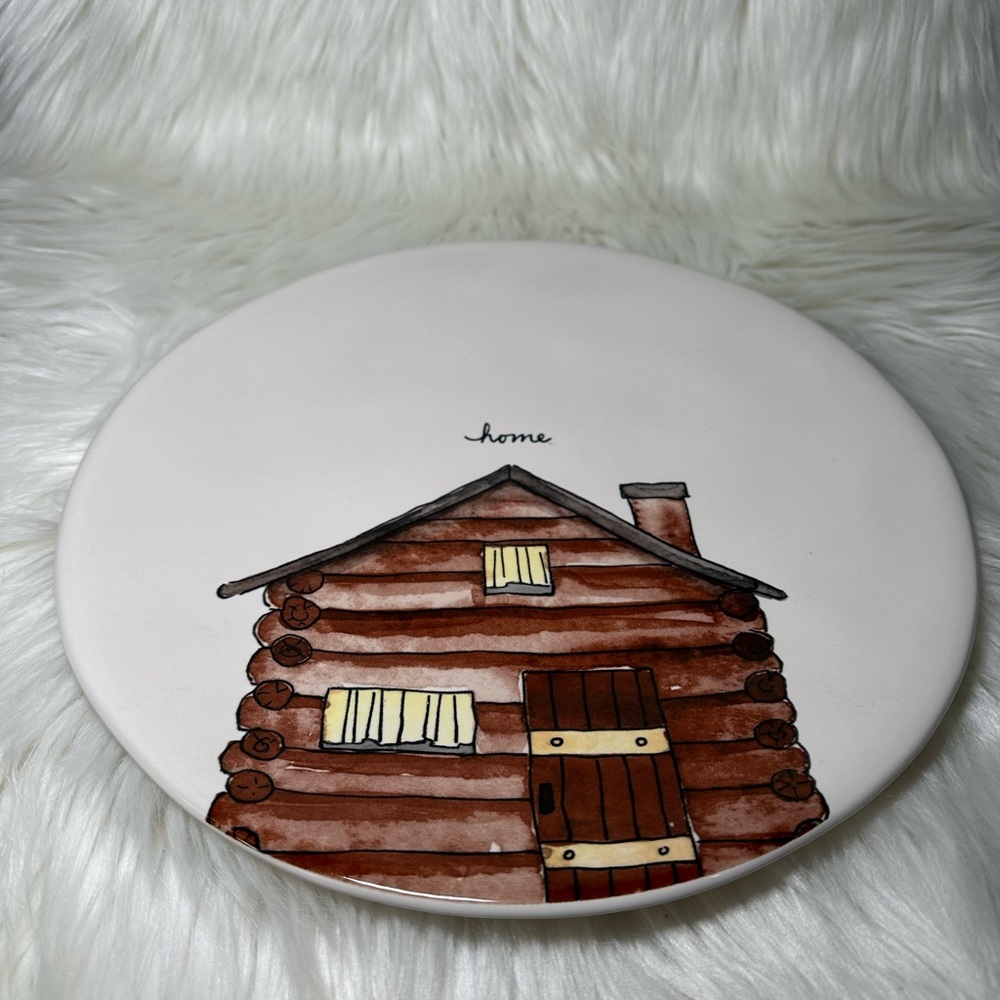 Rae Dunn Home Plate with Log Cabin - Picture 2 of 4